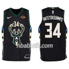 NBA Mænd Trøje Milwaukee Bucks Giannis Antetokounm 34 Nike 2017-18 Sort Swingman